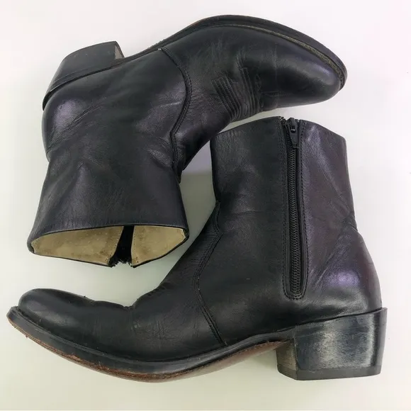 Durango Black Leather Side Zip Classic Short Western Boots DB950 Mens Size 8.5D