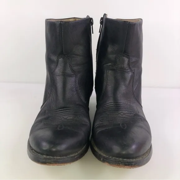 Durango Black Leather Side Zip Classic Short Western Boots DB950 Mens Size 8.5D