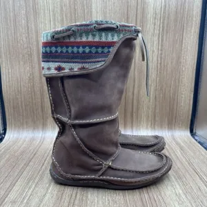 Durango City Santa Fe Brown Leather Tall Moccasin Boots Women's Size 6 M