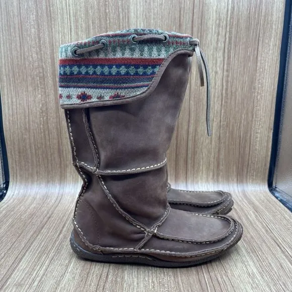 Durango City Santa Fe Brown Leather Tall Moccasin Boots Women's Size 6 M
