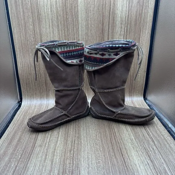 Durango City Santa Fe Brown Leather Tall Moccasin Boots Women's Size 6 M