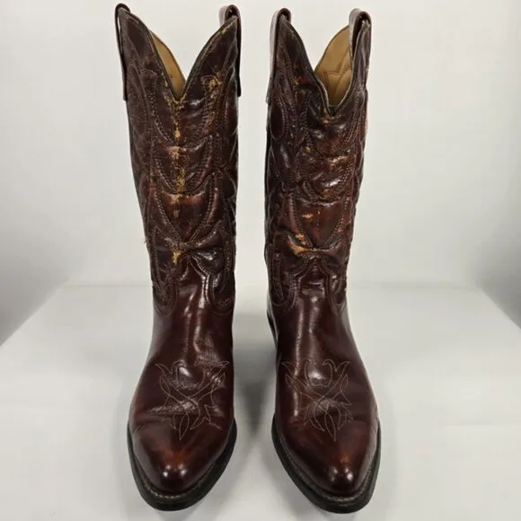 DURANGO Made in USA 🇺🇸 Cowboy LEATHER Tall Boots QTR Sz 9.5D