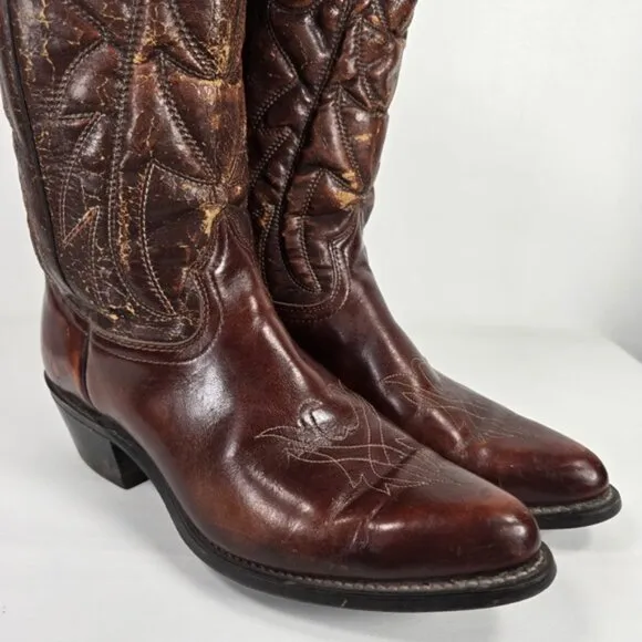 DURANGO Made in USA 🇺🇸 Cowboy LEATHER Tall Boots QTR Sz 9.5D