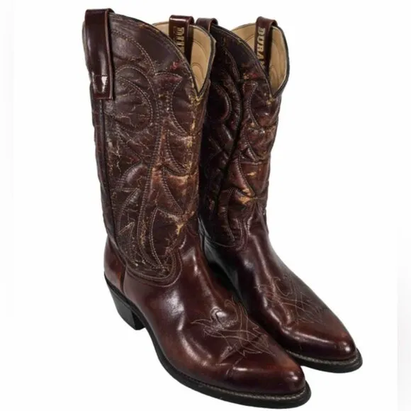 DURANGO Made in USA 🇺🇸 Cowboy LEATHER Tall Boots QTR Sz 9.5D