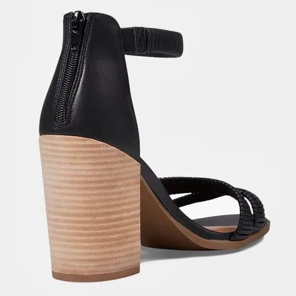 DV DOLCE VITA BLEEKER Women's Heel Ankle-Strap City Sandals Black Size 9.5