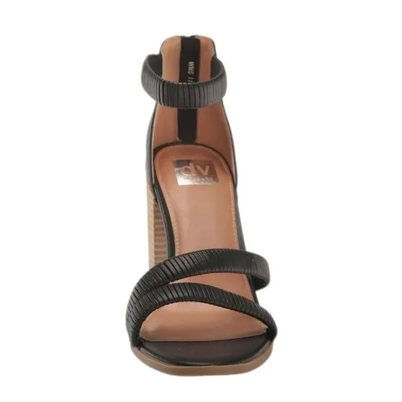DV DOLCE VITA BLEEKER Women's Heel Ankle-Strap City Sandals Black Size 9.5