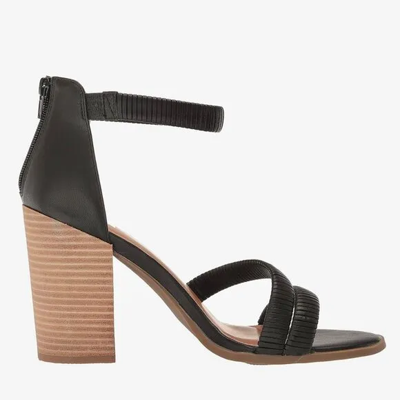 DV DOLCE VITA BLEEKER Women's Heel Ankle-Strap City Sandals Black Size 9.5