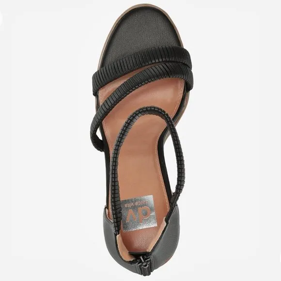 DV DOLCE VITA BLEEKER Women's Heel Ankle-Strap City Sandals Black Size 9.5