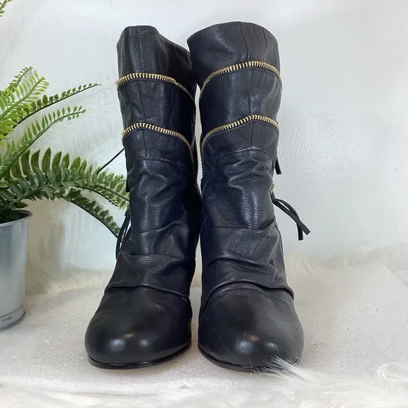 DV DOLCE VITA BOOTIES ZIPPER DETAIL VEGAN BLACK SZ 8.5