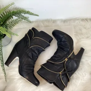 DV DOLCE VITA BOOTIES ZIPPER DETAIL VEGAN BLACK SZ 8.5
