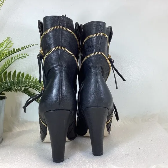 DV DOLCE VITA BOOTIES ZIPPER DETAIL VEGAN BLACK SZ 8.5