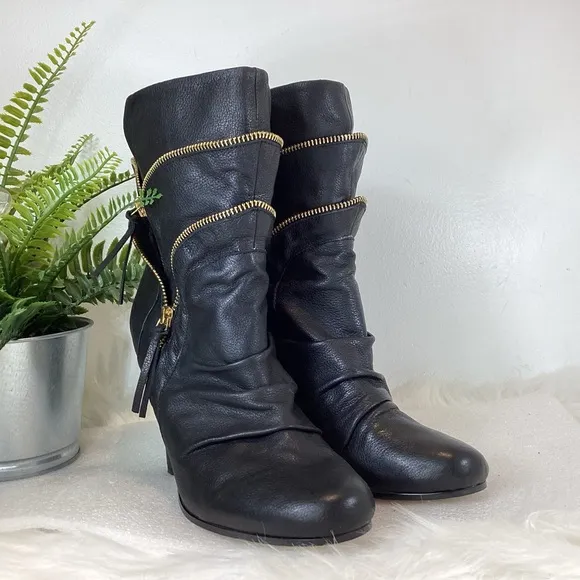 DV DOLCE VITA BOOTIES ZIPPER DETAIL VEGAN BLACK SZ 8.5