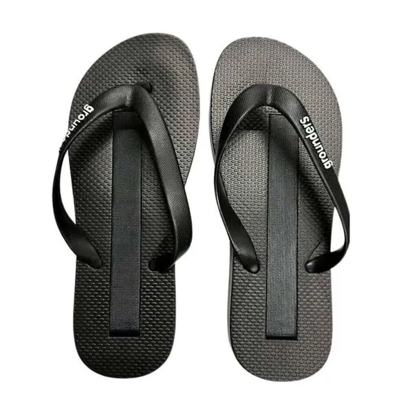 EARTHING GROUNDERS BLACK GROUNDING FLIP FLOPS SANDALS MENS SIZE 12 EUR 46 NEW