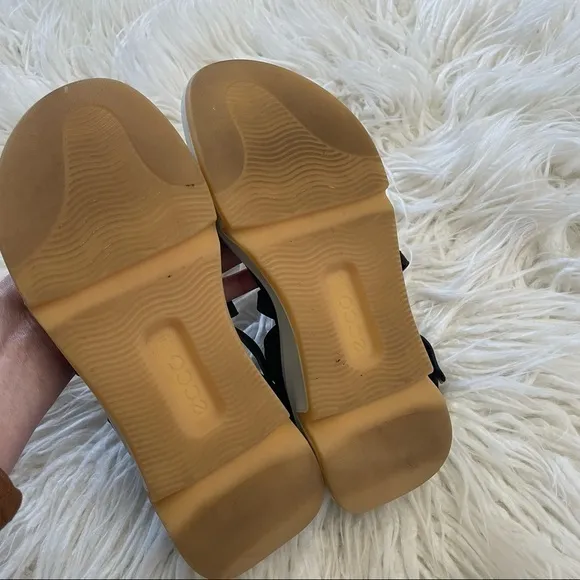 Ecco chunky black white platform‎ comfort sandals size 38