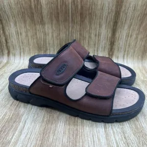 Ecco Cozmo Men's EU 46 US 12 Comfort Brown‎ Black Sandals Slides Shoes Leather