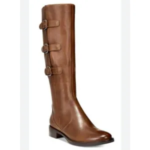 Ecco Hobart tall brown leather buckle boots sz 9 or 9.5 new