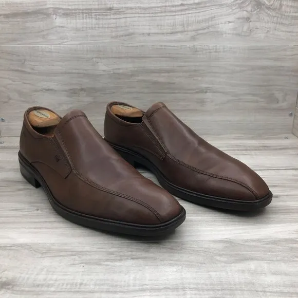 Ecco Loafers Mens EU 46 Brown Leather Slip On Shoes