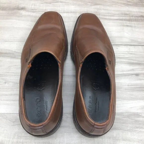 Ecco Loafers Mens EU 46 Brown Leather Slip On Shoes