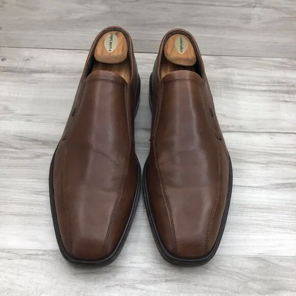 Ecco Loafers Mens EU 46 Brown Leather Slip On Shoes