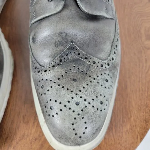 ECCO Mens St 1 Hybrid Lite Brogue Wingtip Magnet Shoes 10 Gray Leather Oxford