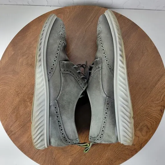 ECCO Mens St 1 Hybrid Lite Brogue Wingtip Magnet Shoes 10 Gray Leather Oxford