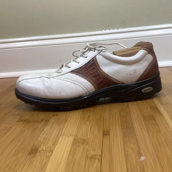 Ecco Men’s White &amp; Cognac Golf Shoes Size 44