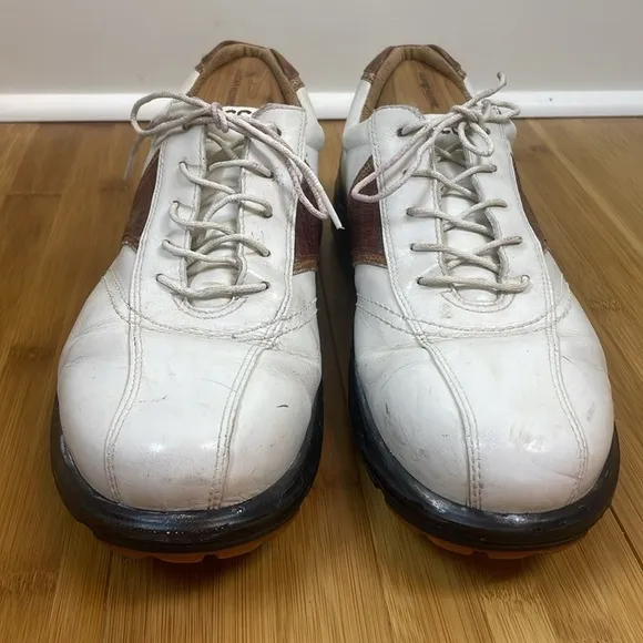 Ecco Men’s White &amp; Cognac Golf Shoes Size 44