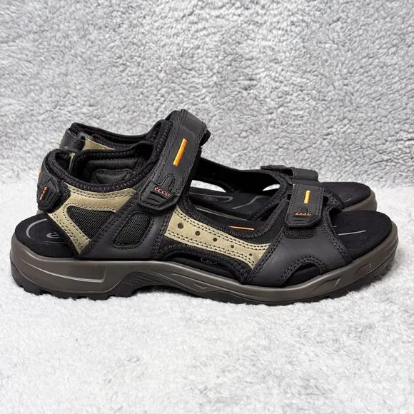 Ecco Offroad Mens Size 10-10.5 Hiking Sandals Shoes Black Leather Comfort
