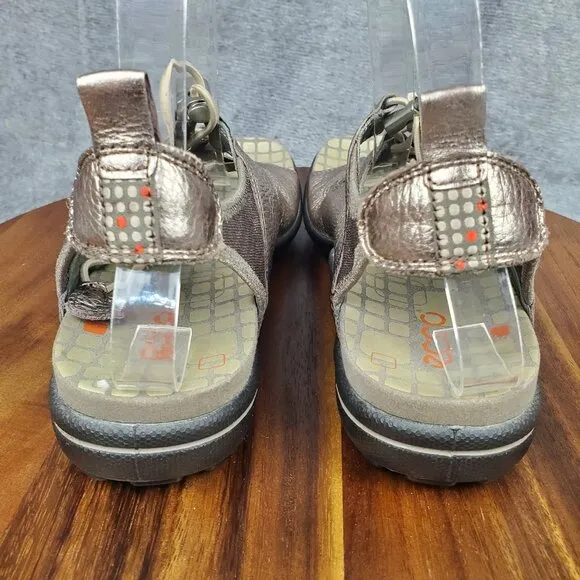 Ecco Sandals Women's 10 41 Metallic Leather Jab Toggle Sport Comfort Gladiator