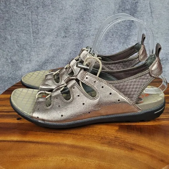 Ecco Sandals Women's 10 41 Metallic Leather Jab Toggle Sport Comfort Gladiator