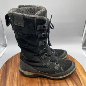 ECCO Women's Gora Tall Winter Boots Size 10 / 41 Leather Snow Black