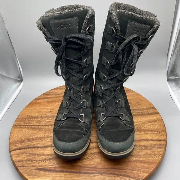 ECCO Women's Gora Tall Winter Boots Size 10 / 41 Leather Snow Black