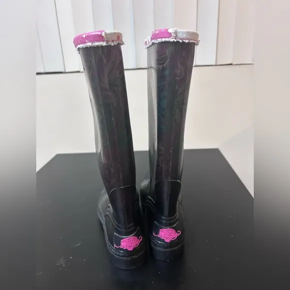 Ed Hardy Rain Boots Tiger Womens Size 6 Tiger Tall Y2K Vintage VTG