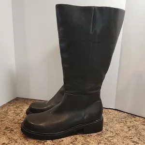 Eddie Bauer Brown Leather Side Zip Tall Women's Boots Size 9.5 M Riding Boot EUC