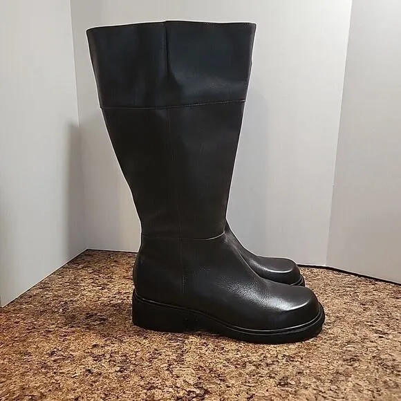 Eddie Bauer Brown Leather Side Zip Tall Women's Boots Size 9.5 M Riding Boot EUC