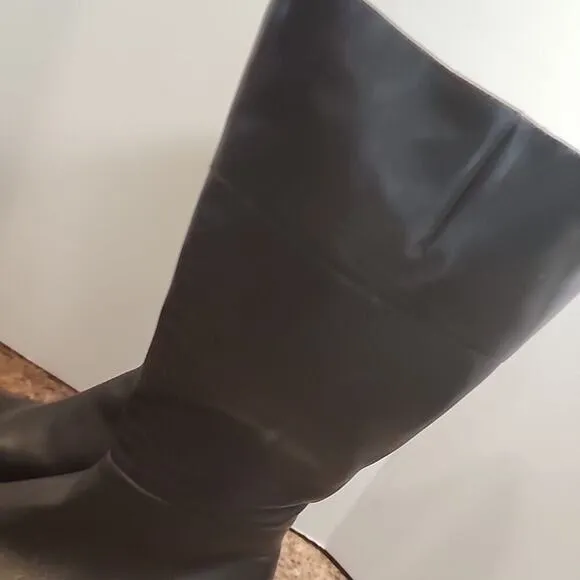Eddie Bauer Brown Leather Side Zip Tall Women's Boots Size 9.5 M Riding Boot EUC