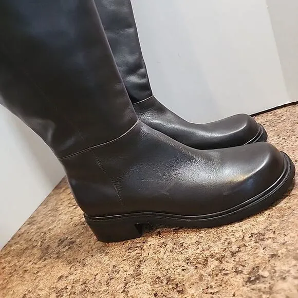 Eddie Bauer Brown Leather Side Zip Tall Women's Boots Size 9.5 M Riding Boot EUC