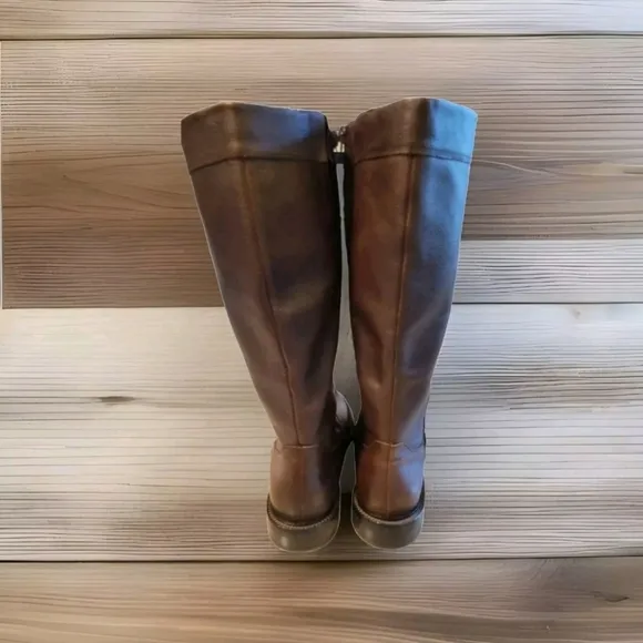 Eddie Bauer Vintage Y2K High Definition Brown Leather Equestrian Tall Boots EUC
