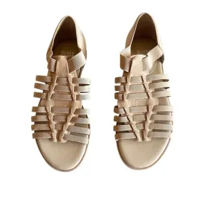 Eileen Fisher Rato Honey Nubuck &amp; Elastic Flat Gladiator Sandals New Size 6