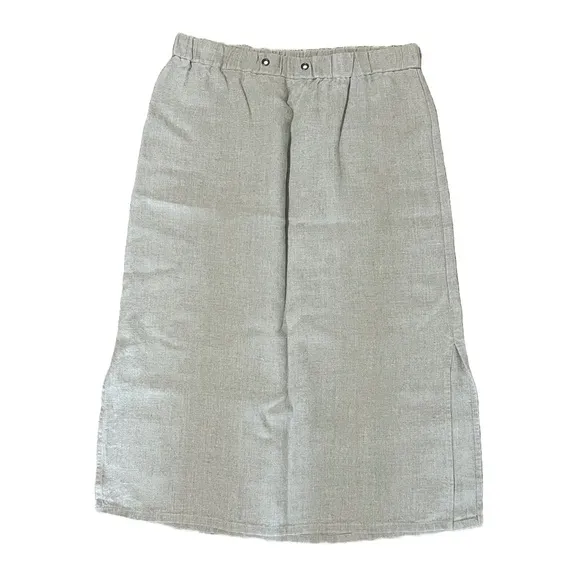 Eileen Fisher Straight Pull-On Grommet Linen Skirt