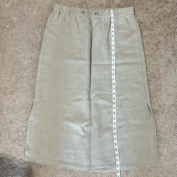 Eileen Fisher Straight Pull-On Grommet Linen Skirt