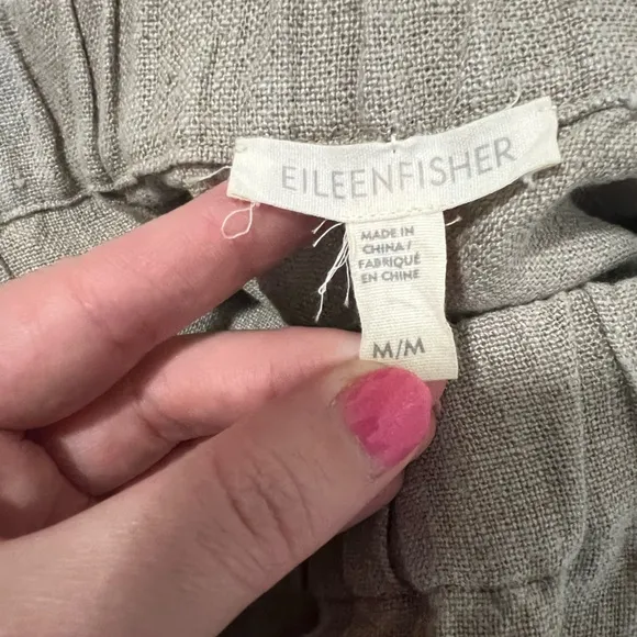 Eileen Fisher Straight Pull-On Grommet Linen Skirt