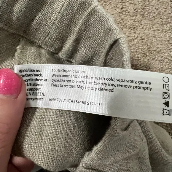 Eileen Fisher Straight Pull-On Grommet Linen Skirt