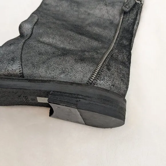 EILEEN FISHER Switch Zip-Off Boots Black Suede Metallic Leather