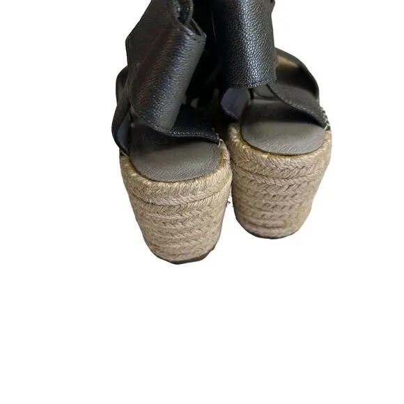 Eileen Fisher Willow Wedge Espadrille Women’s Size 5.5 Leather Sandals metallic