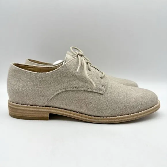 Eileen Fisher Womens Harlow Oxford Shoes US 7.5 M EU 38 Beige Oat Fabric NIB
