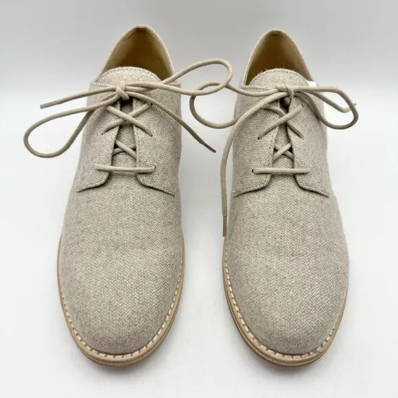 Eileen Fisher Womens Harlow Oxford Shoes US 7.5 M EU 38 Beige Oat Fabric NIB