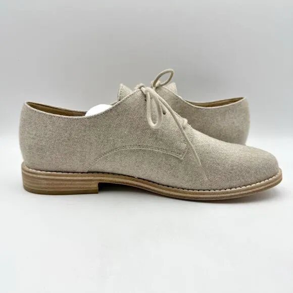 Eileen Fisher Womens Harlow Oxford Shoes US 7.5 M EU 38 Beige Oat Fabric NIB