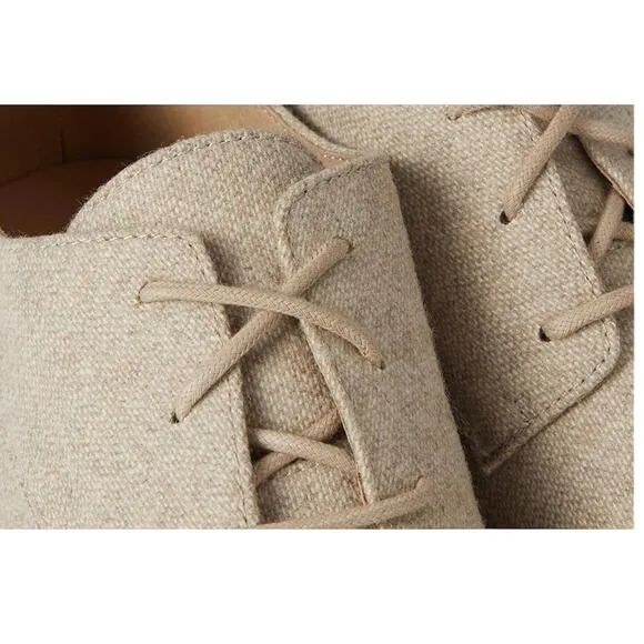 Eileen Fisher Womens Harlow Oxford Shoes US 7.5 M EU 38 Beige Oat Fabric NIB