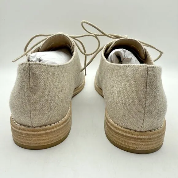 Eileen Fisher Womens Harlow Oxford Shoes US 7.5 M EU 38 Beige Oat Fabric NIB